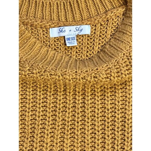 She + Sky Womens Chunky Knit Chevron Over Sized Sweater, One Size - Picture 4 of 6